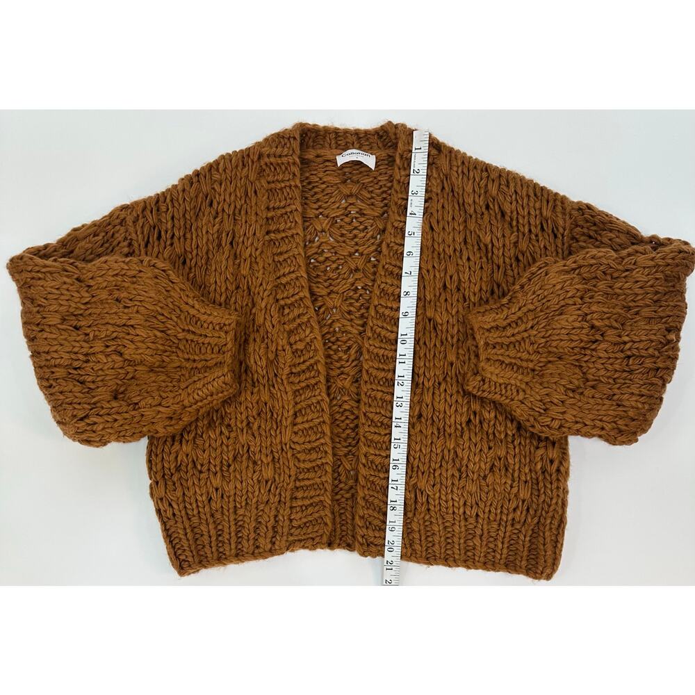 Callahan Knitwear Brown Chunky Knit Open Front Cardigan Sweater Size Small - Picture 7 of 11